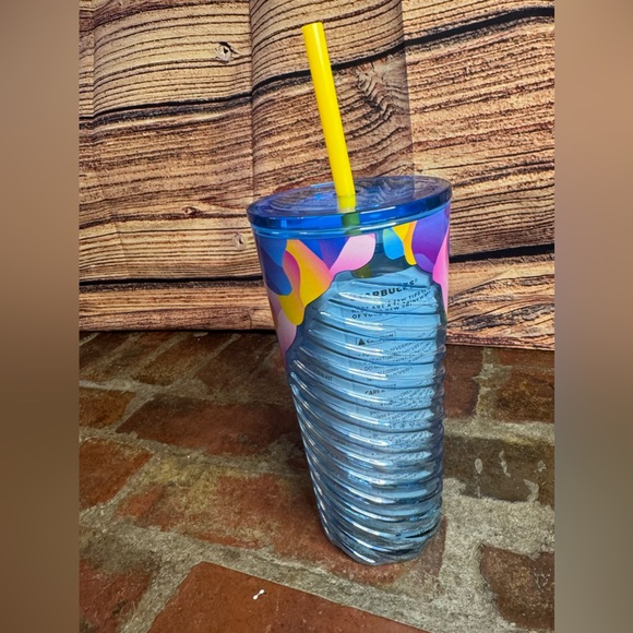 1 Starbucks Summer 2024 Blue Glass Swirl Gradient Petal 18oz Cold Cup NWT - Picture 4 of 8
